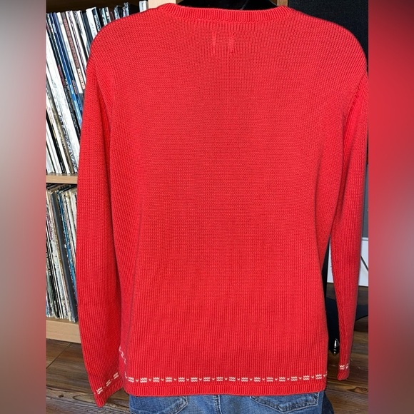 Lady Fairway Pullover Sweater Women’s S Red Hem Accent Knit V-Neck Soft - Picture 5 of 13
